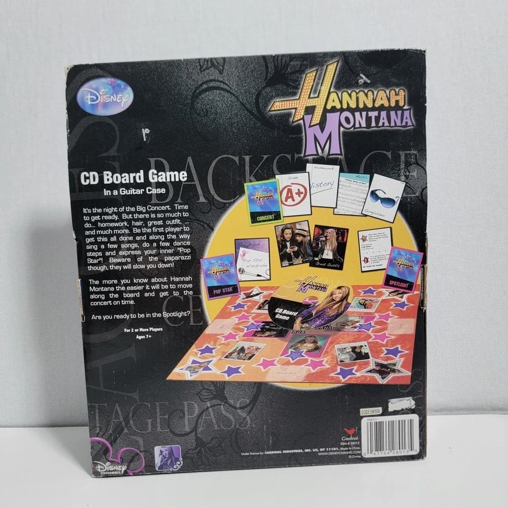 Hannah Montana CD Board Game in guitar case Disney Miley Cyrus purple y2k